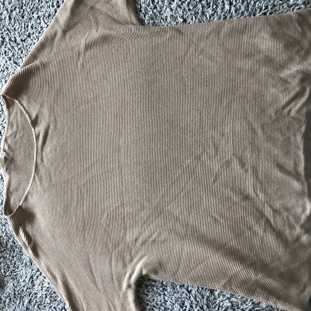 light brown half-sleeve sweater